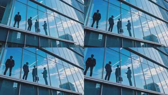 写字楼内商务人士交流剪影高清在线视频素材下载