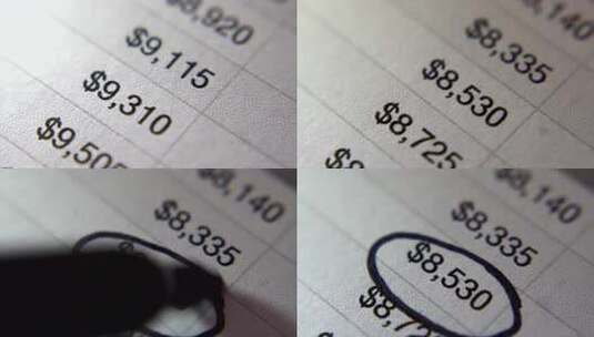 财务数据报表金额特写高清在线视频素材下载