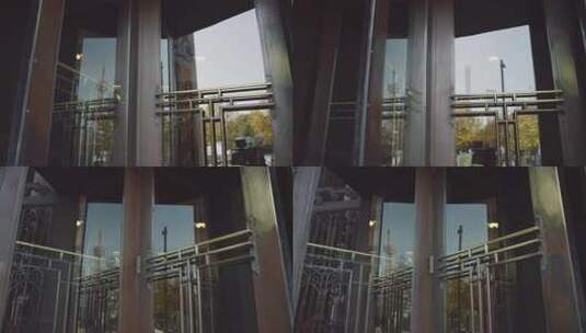 中国银行旋转门玻璃里的上海外滩高清在线视频素材下载