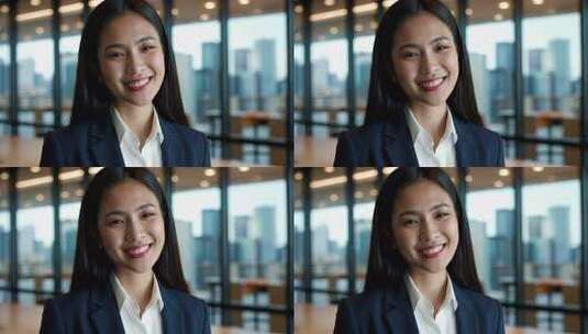 办公室内女商人微笑特写高清在线视频素材下载