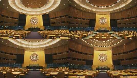 联合国会议厅内部全景素材高清在线视频素材下载