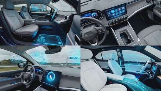 汽车内饰概念智能无人驾驶汽车感应高清在线视频素材下载