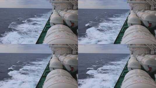 海上邮轮甲板上的封闭式救生艇安全设备高清在线视频素材下载