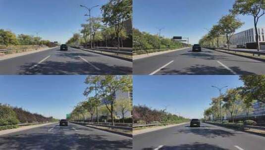 城市道路开车城市街道风光第一视角高清在线视频素材下载