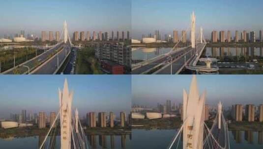 西安渭河元朔大桥浐灞4K航拍高清在线视频素材下载