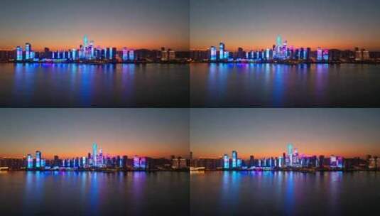 4k长沙北辰三角洲夜景航拍高清在线视频素材下载