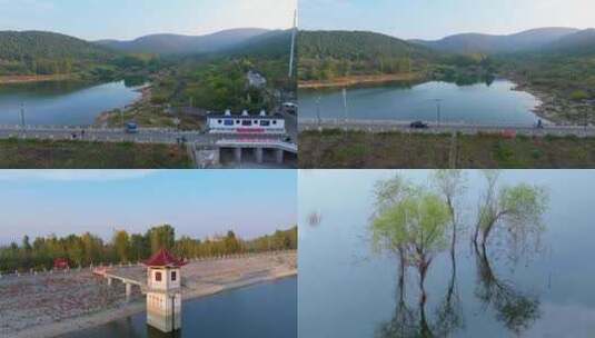 航拍枣庄杨峪风景区高清在线视频素材下载