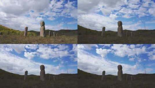神秘的草原石人  延时摄影高清在线视频素材下载