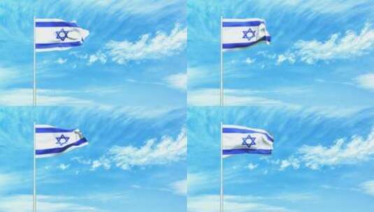 以色列国旗空中飘动高清在线视频素材下载