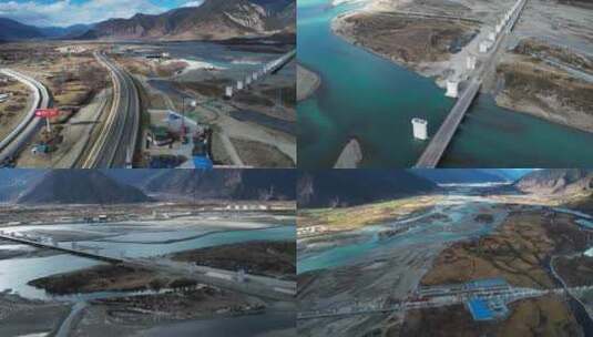 川藏铁路尼洋河特大桥高清在线视频素材下载