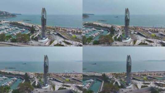 4K航拍深圳大梅沙愿望塔2高清在线视频素材下载