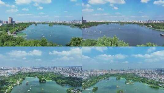 大明湖航拍 全景 济南城市航拍大景高清在线视频素材下载
