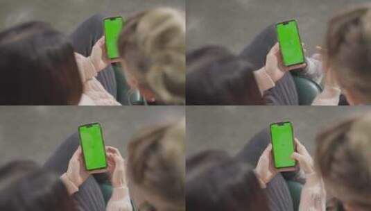 4K绿幕抠像抠图玩手机模特绿屏跟踪高清在线视频素材下载