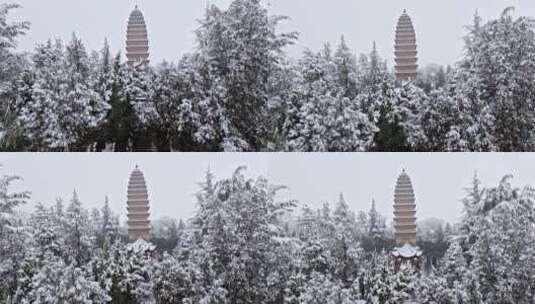 航拍洛阳白马寺雪景高清在线视频素材下载