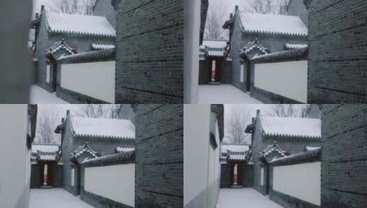 雪中传统建筑园林庭院巷子中国风高清在线视频素材下载