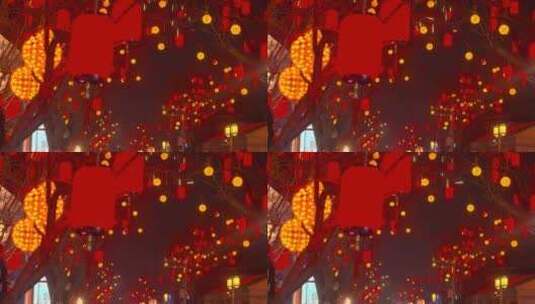 北京模式口街道春节灯饰夜景高清在线视频素材下载