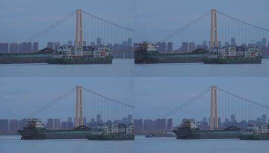 长江上航行的物流运输货轮高清在线视频素材下载