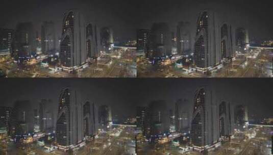南京南部新城奇特建筑夜景延时摄影高清在线视频素材下载