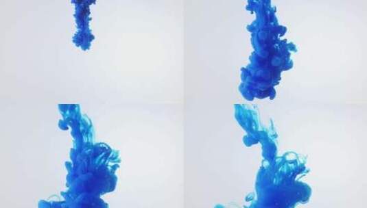 蓝色珍珠色油漆在白色背景的水中高清在线视频素材下载