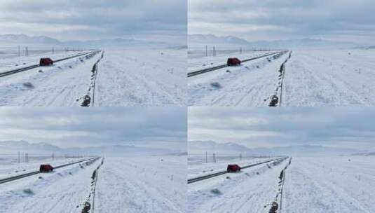 冬季新疆自驾 公路自驾 旅行 冰天雪地高清在线视频素材下载