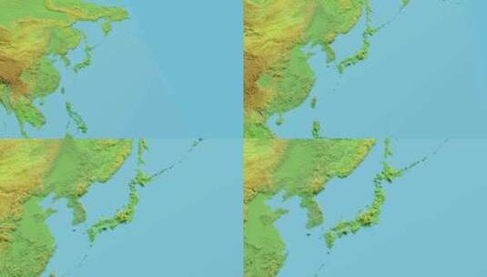 日本地图3D实体地图动画高清在线视频素材下载