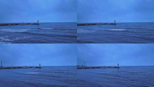 航拍大海中的灯塔高清在线视频素材下载