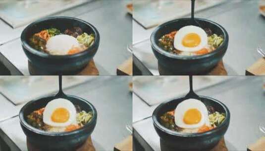 朝鲜族石锅拌饭高清在线视频素材下载