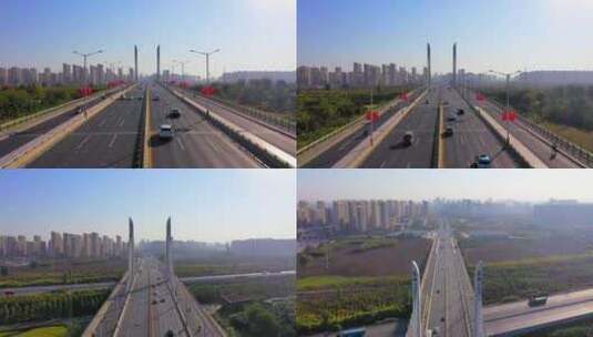 镜头越过桥梁望向城市高清在线视频素材下载