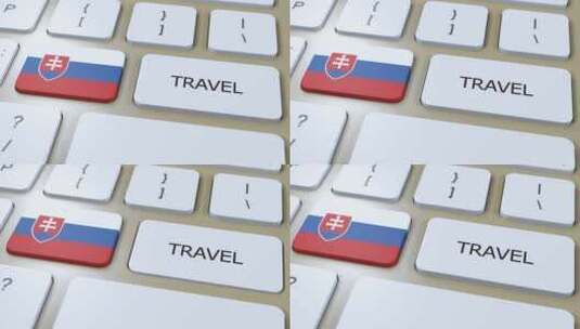 斯洛伐克国旗和文字旅行按钮旅行到国家3D高清在线视频素材下载