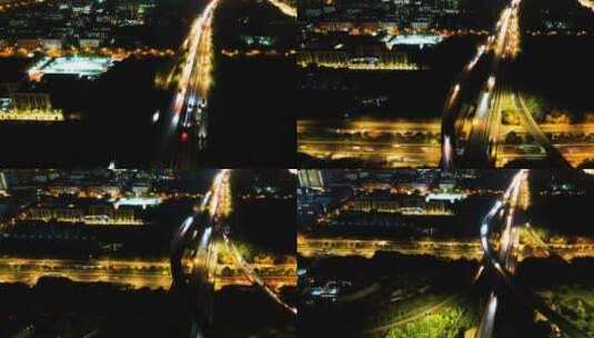 杭州下沙立交桥绕城高速延时夜景视频素材高清在线视频素材下载