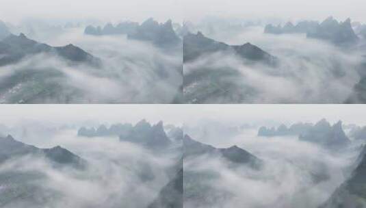 早晨薄雾下的漓江自然景区高清在线视频素材下载