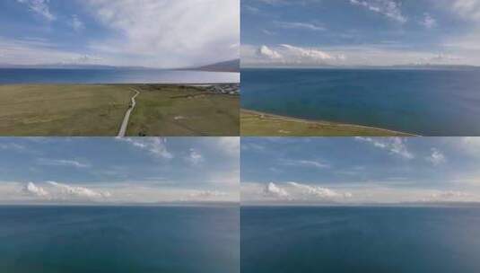 4K航拍新疆赛里木湖 蓝色湖面 新疆风光高清在线视频素材下载