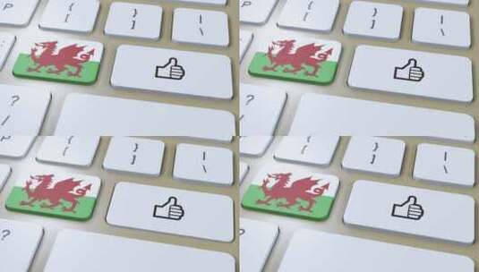 威尔士国旗和是或竖起大拇指按钮3D动画高清在线视频素材下载