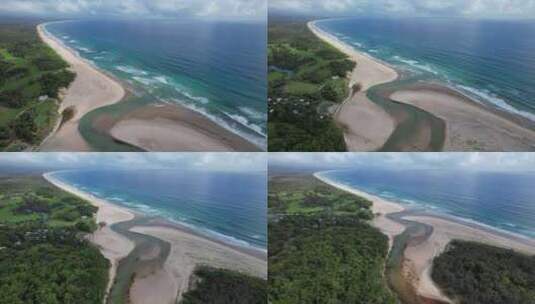 海洋和河流，拜伦湾贝隆吉尔海滩，新南威尔高清在线视频素材下载