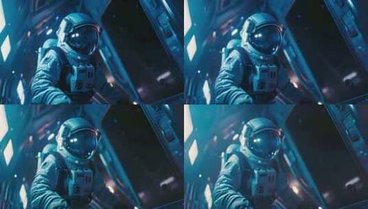 在空间站内穿着宇航服的宇航员高清在线视频素材下载