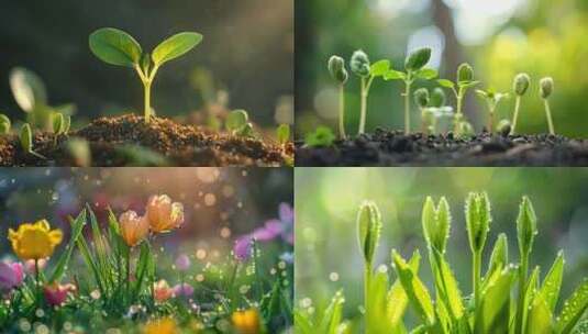 春天万物复苏 植物生长 植物生长延时摄影高清在线视频素材下载