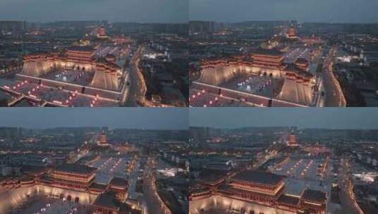 航拍隋唐洛阳城夜景高清在线视频素材下载