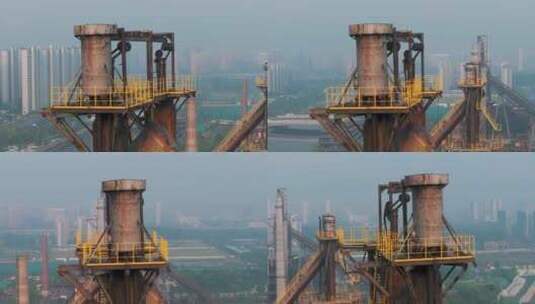 杭州杭钢工业遗址公园一镜到底航拍高清在线视频素材下载