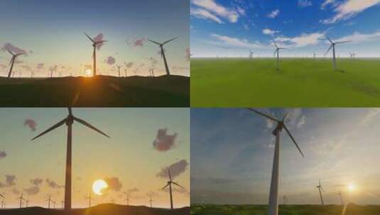 草原上的风力发电延时高清在线视频素材下载