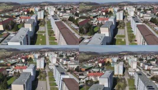 斯洛伐克斯特罗普科夫镇住宅区的鸟瞰图高清在线视频素材下载