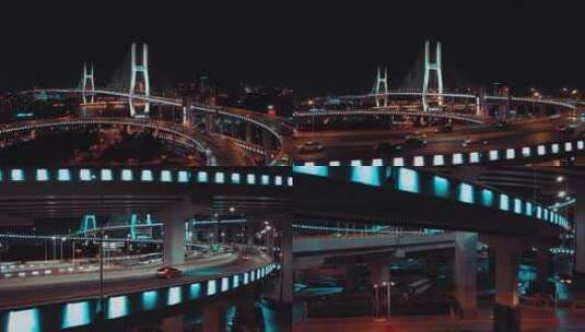 南浦大桥航拍风光高清在线视频素材下载