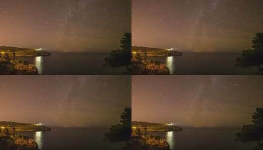 海岸星星消失之夜延时镜头高清在线视频素材下载