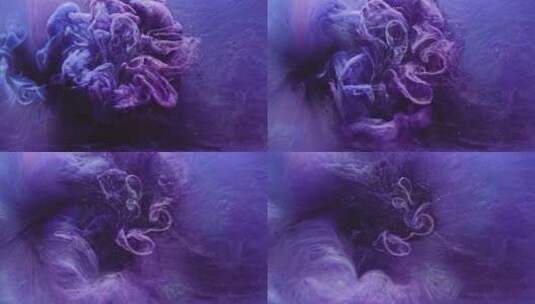 烟云状的紫色墨水高清在线视频素材下载