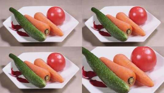 家常蔬菜胡萝卜黄瓜西红柿 (5)高清在线视频素材下载