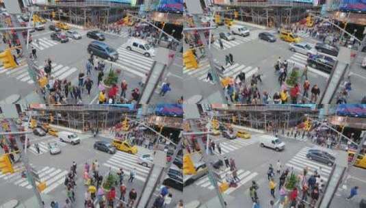 纽约时代广场十字路口的交通航拍高清在线视频素材下载