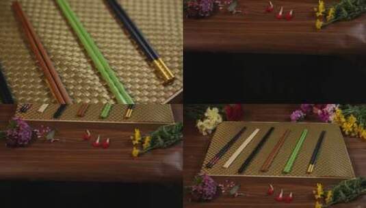 【镜头合集】餐具吃饭筷子高清在线视频素材下载