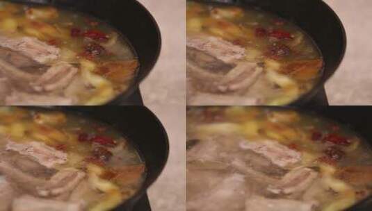 排骨汤沸水炖小排高清在线视频素材下载