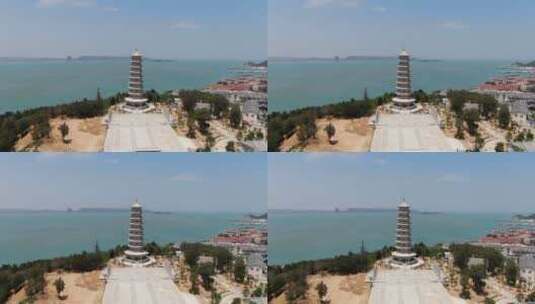 4K航拍福建湄洲岛5A景区平安塔高清在线视频素材下载