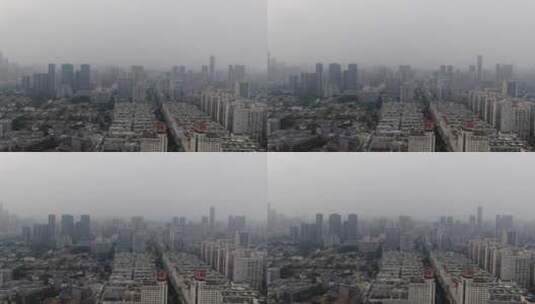 航拍福建福州城市雾霾天气高清在线视频素材下载