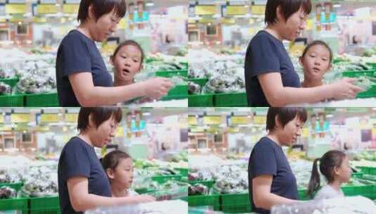 在超市购物的中国母女高清在线视频素材下载
